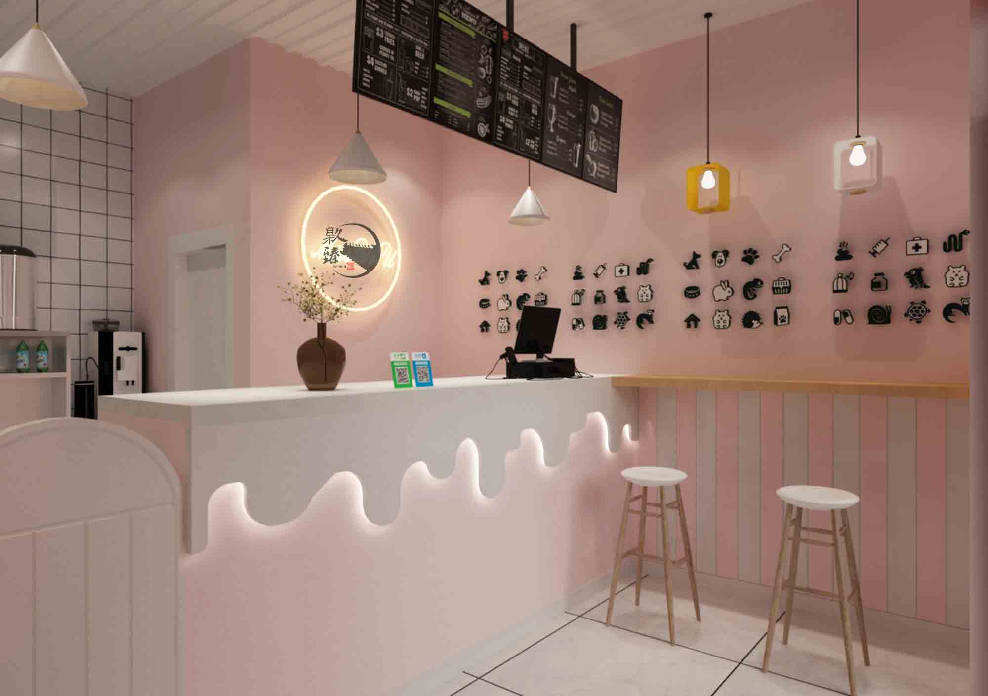 石嘴山甜心奶茶店设计|设计师所营造的气氛无不让人感觉舒适
